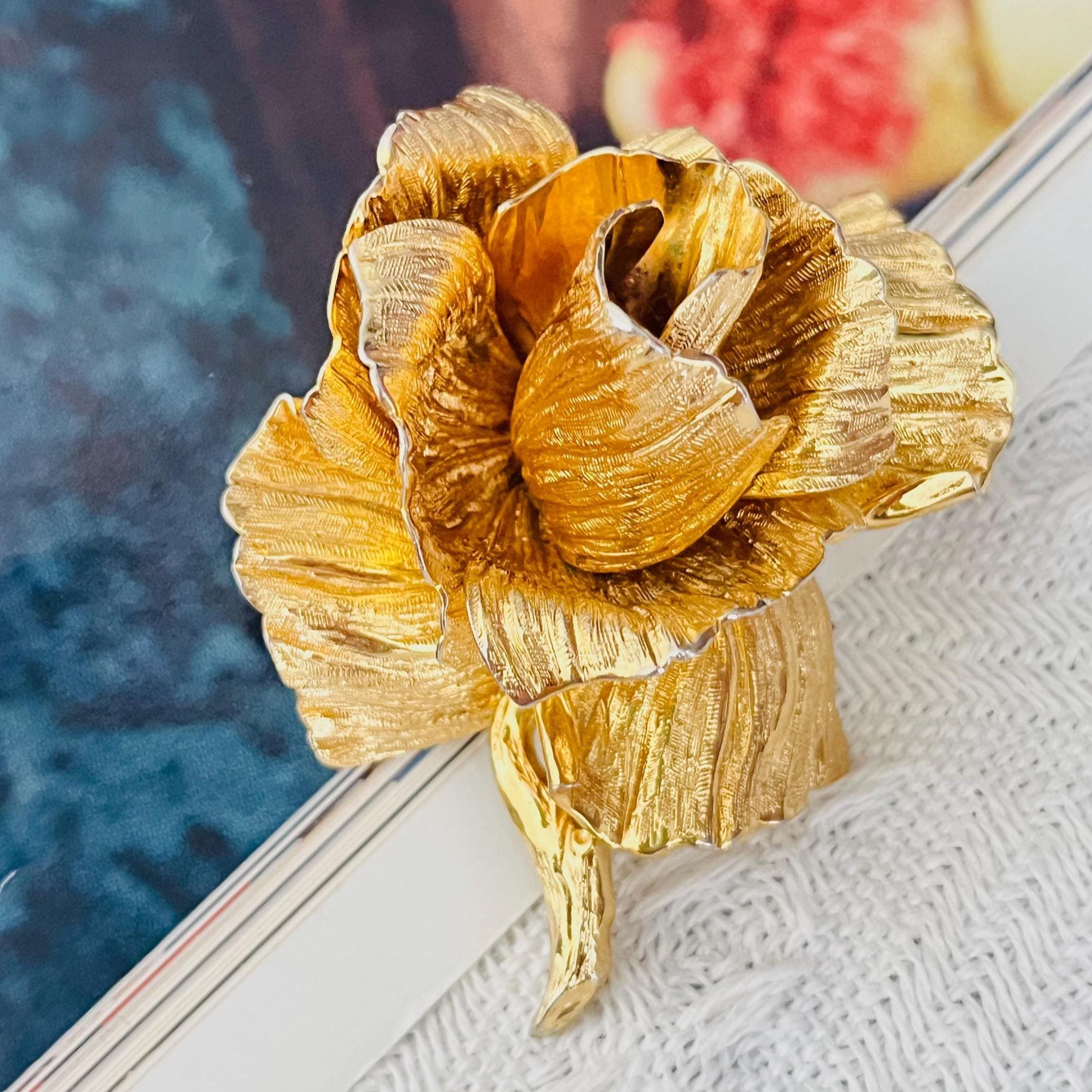 Christian Dior 1964 Vintage Large Vivid 3D Rose Blossom Flourish