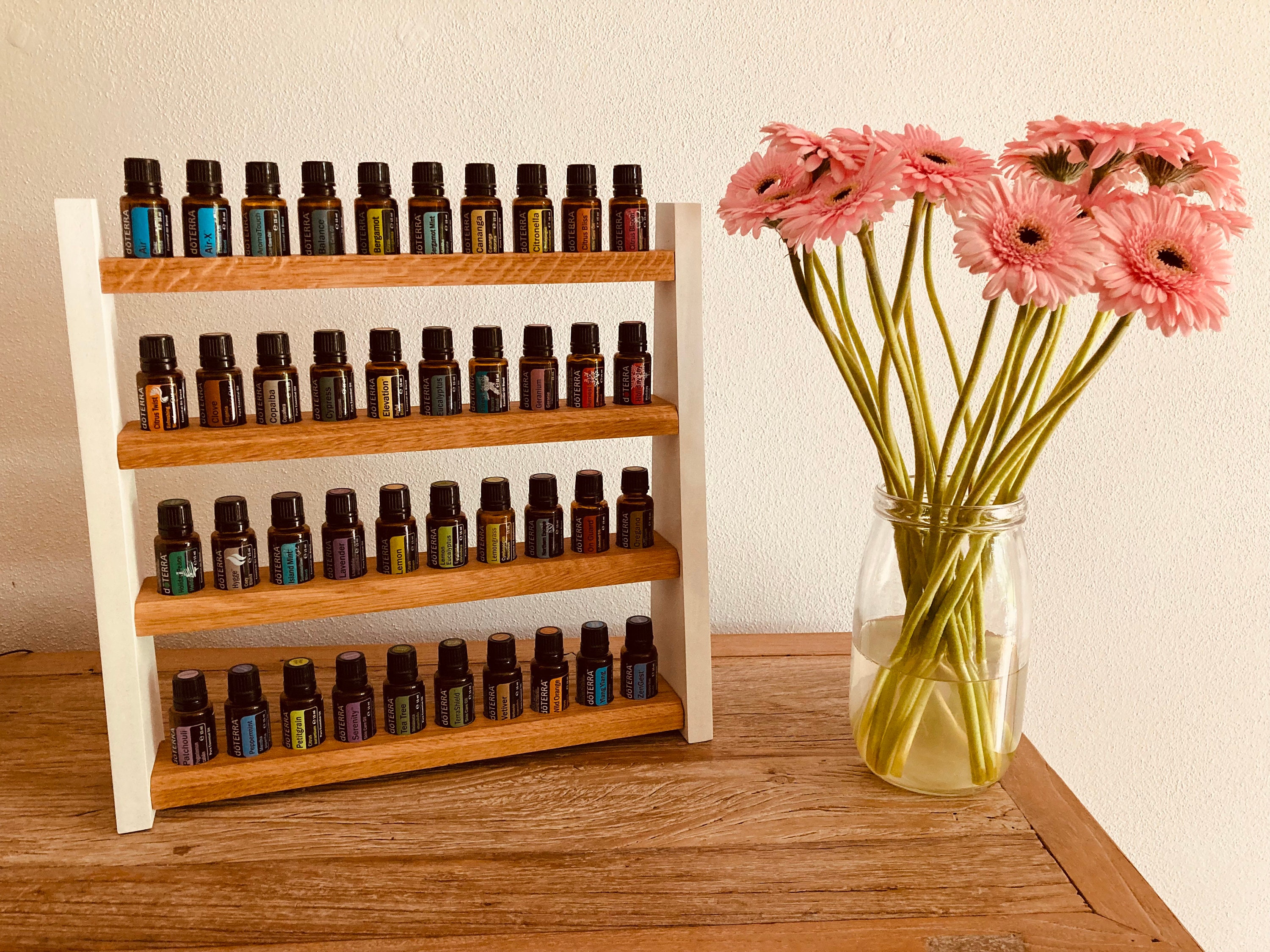 ドテラ用オイル棚ディスプレイ 40 オイルボトル用木製スタンド 15ml