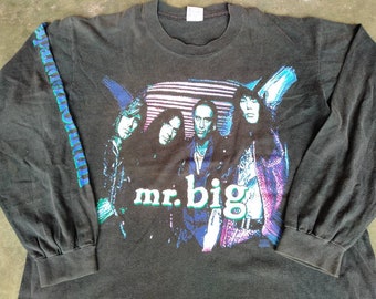 Vintage 90's Mr Big American Rock Band Black Large T Shirt Get
