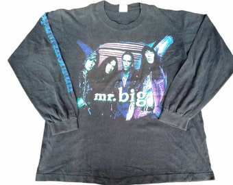 Vintage 90's Mr Big American Rock Band Black Large T Shirt Get