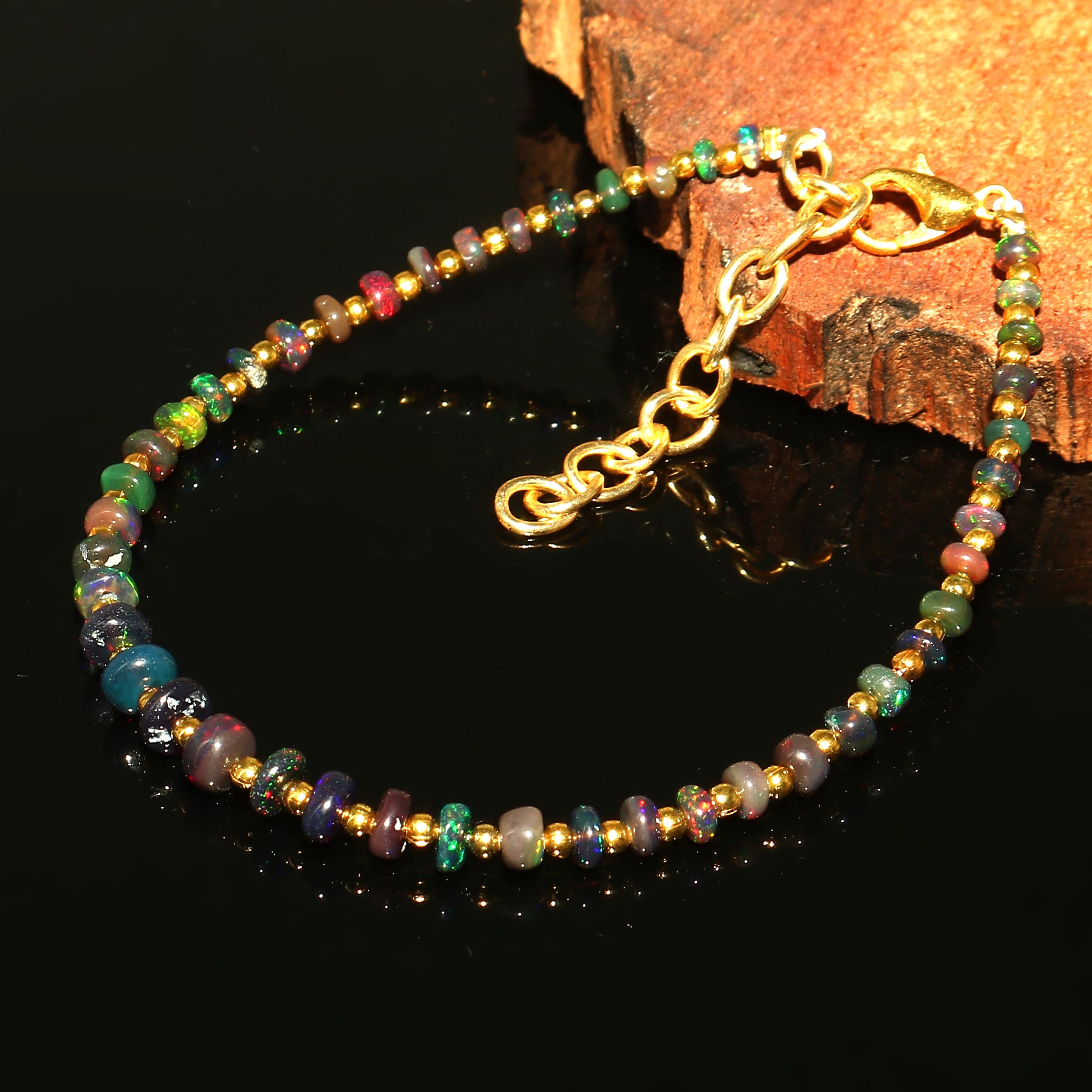 ブラックオパールブレスレット｜天然エチオピア産ブラックオパール