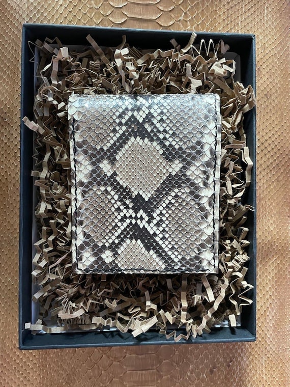 Genuine Python Snake Skin Exotic Leather Bifold Luxury Wallet