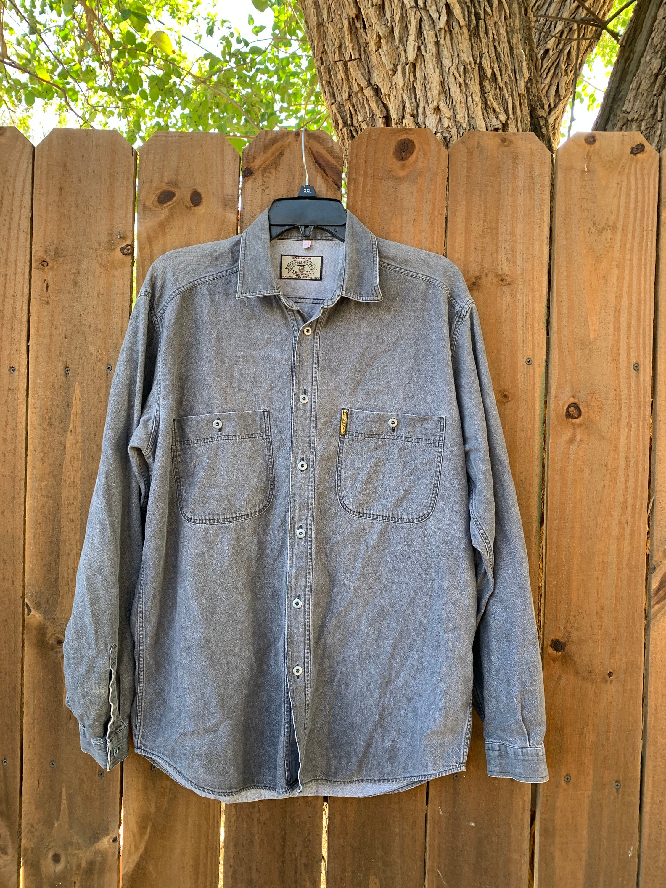 90's Vintage Armani Jeans Denim Shirt Size Small Made in Italy