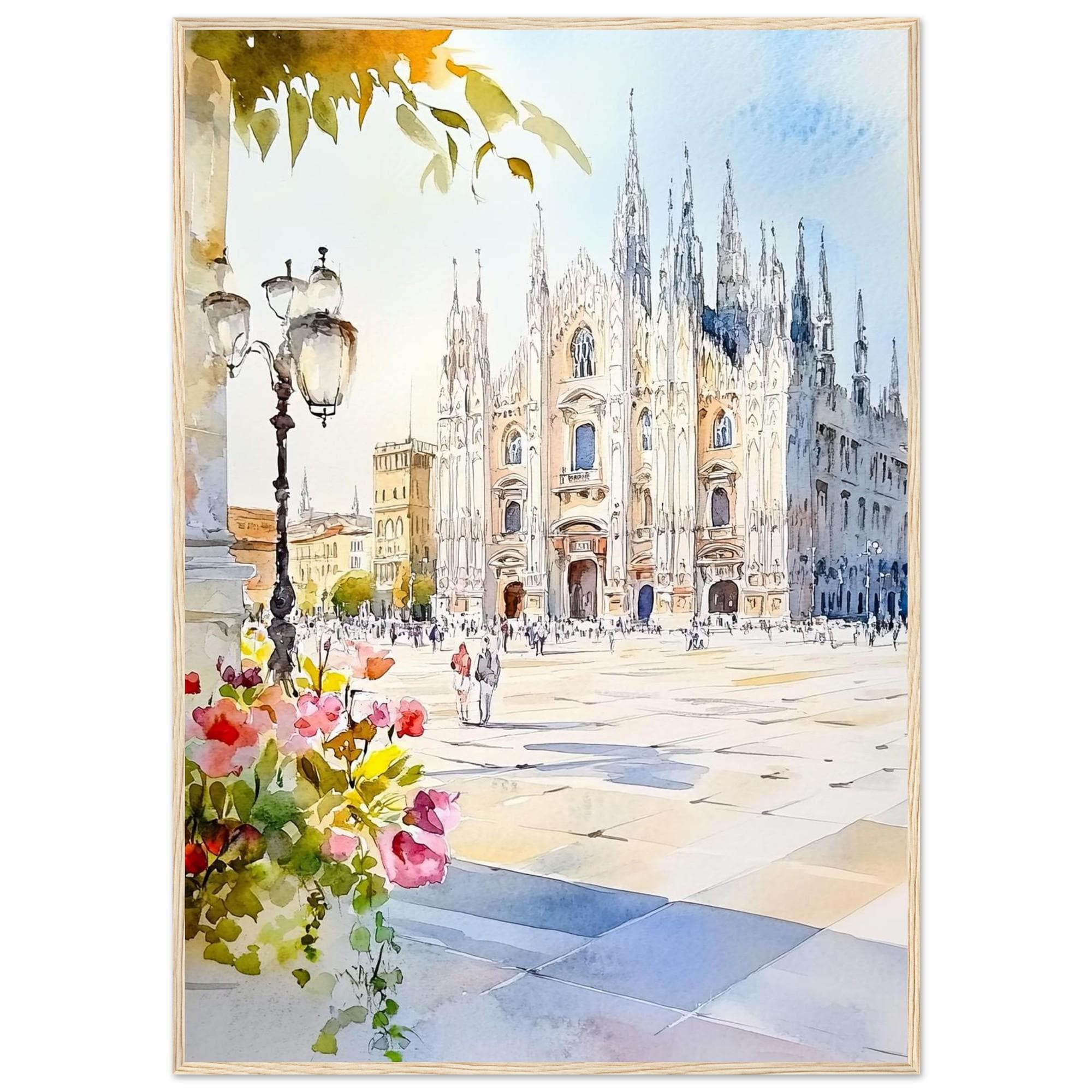 ミラノ・ドゥオーモ水彩画：イタリアの大聖堂美術、ゴシック建築