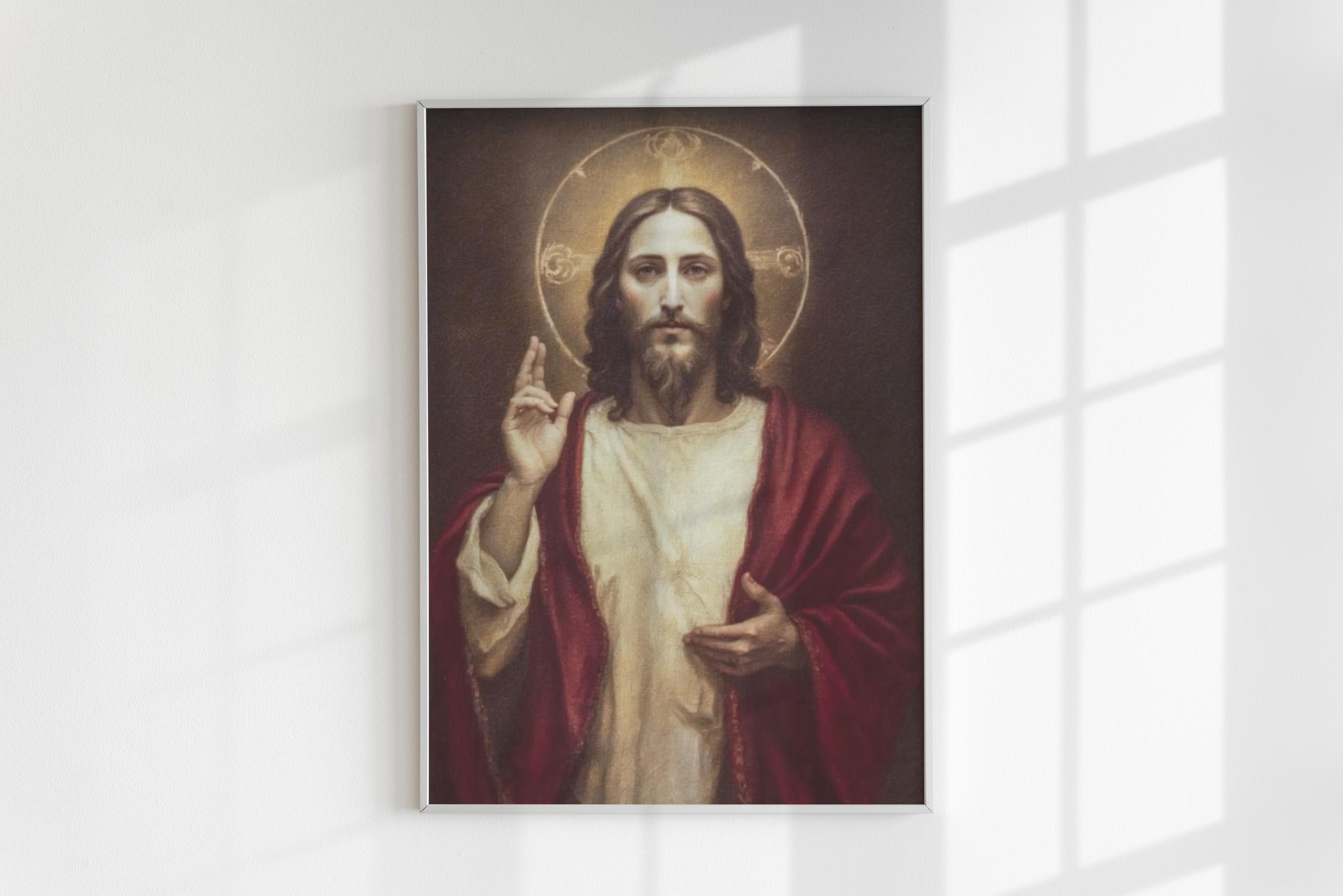 ビンテージのイエス・キリストの聖画、カトリックのイエスの肖像画