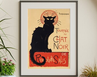 Le Chat Noir Poster - Vintage French Art Nouveau Black Cat Print