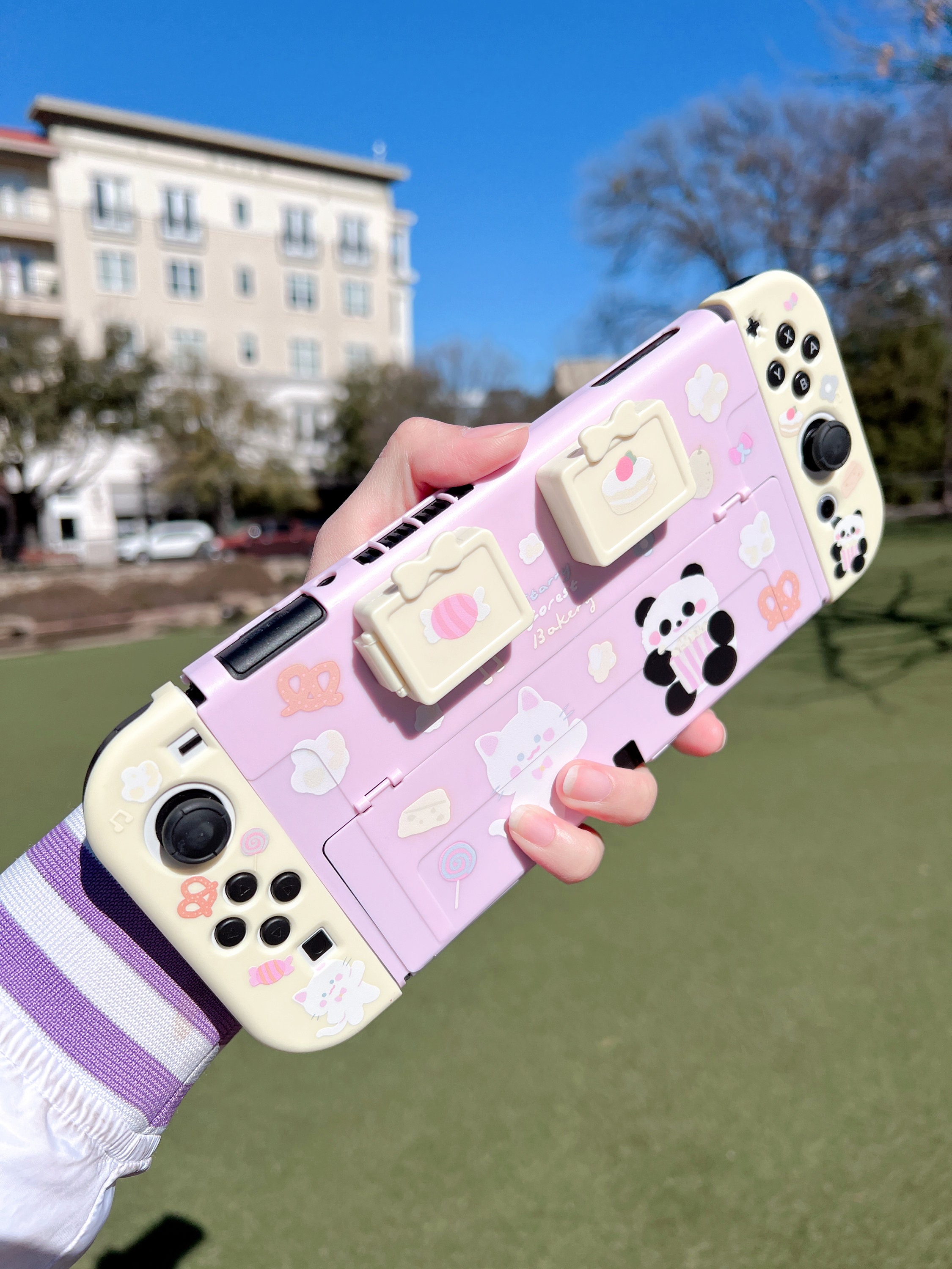 Starry Forest Cat Panda Cute Nintendo Switch Oled Case With Game