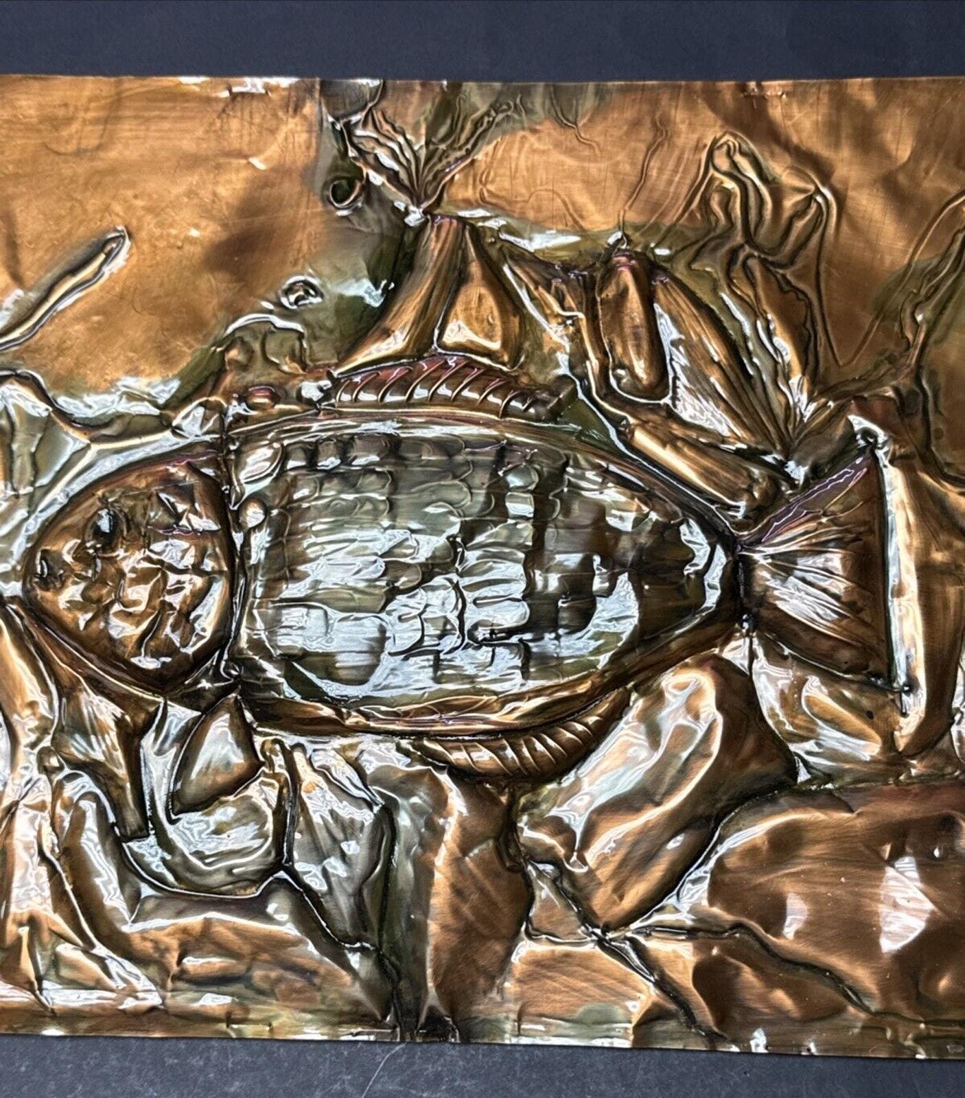 ヴィンテージ銅レリーフ魚銅ロックフィッシュプレート大現状のまま