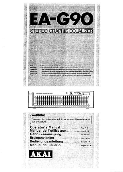 AKAI EA-G90 Stereo Graphic Equalizer Operator's Manual: Multi