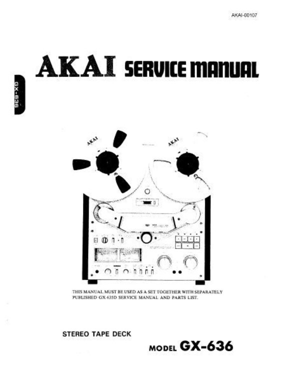 AKAI GX-636 Stereo Tape Deck Service Manual (PDF Download) - Etsy