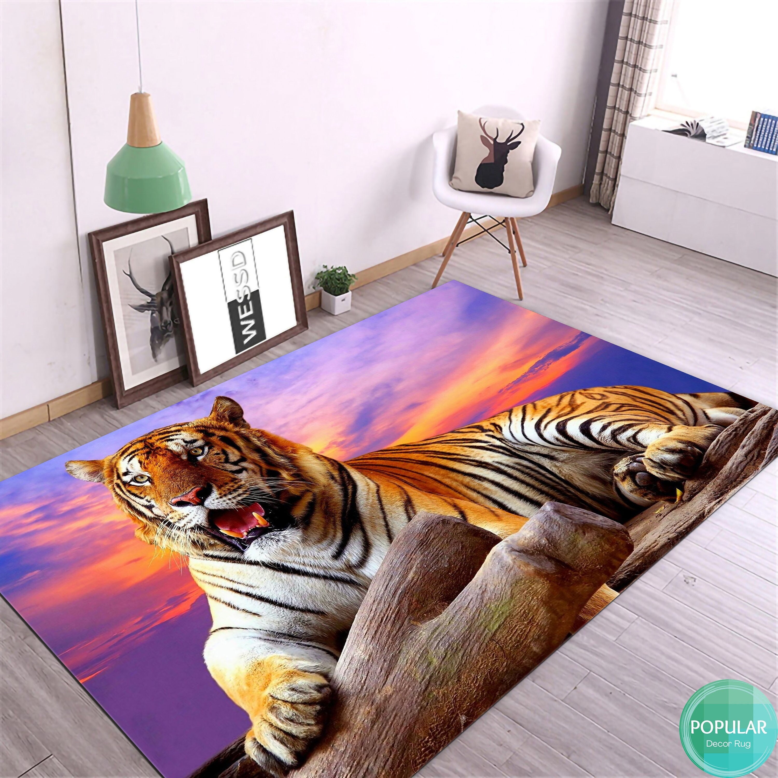 Modern Tibetan Tiger Rug, Tiger Rug, Animal Mat, Zoo Carpet