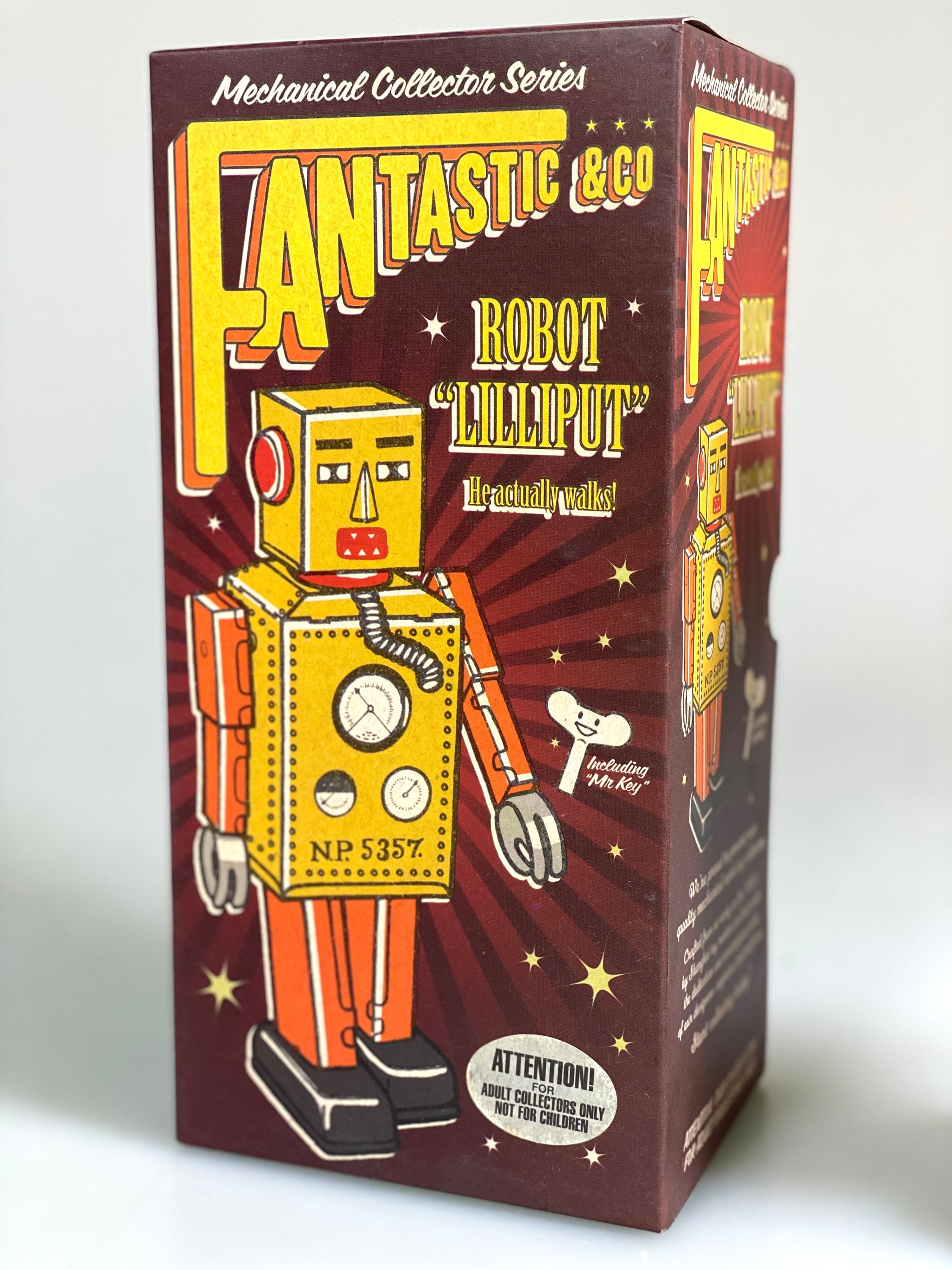 巨大リリパット ロボット 限定版。ビンテージ巻き上げ式ブリキ玩具