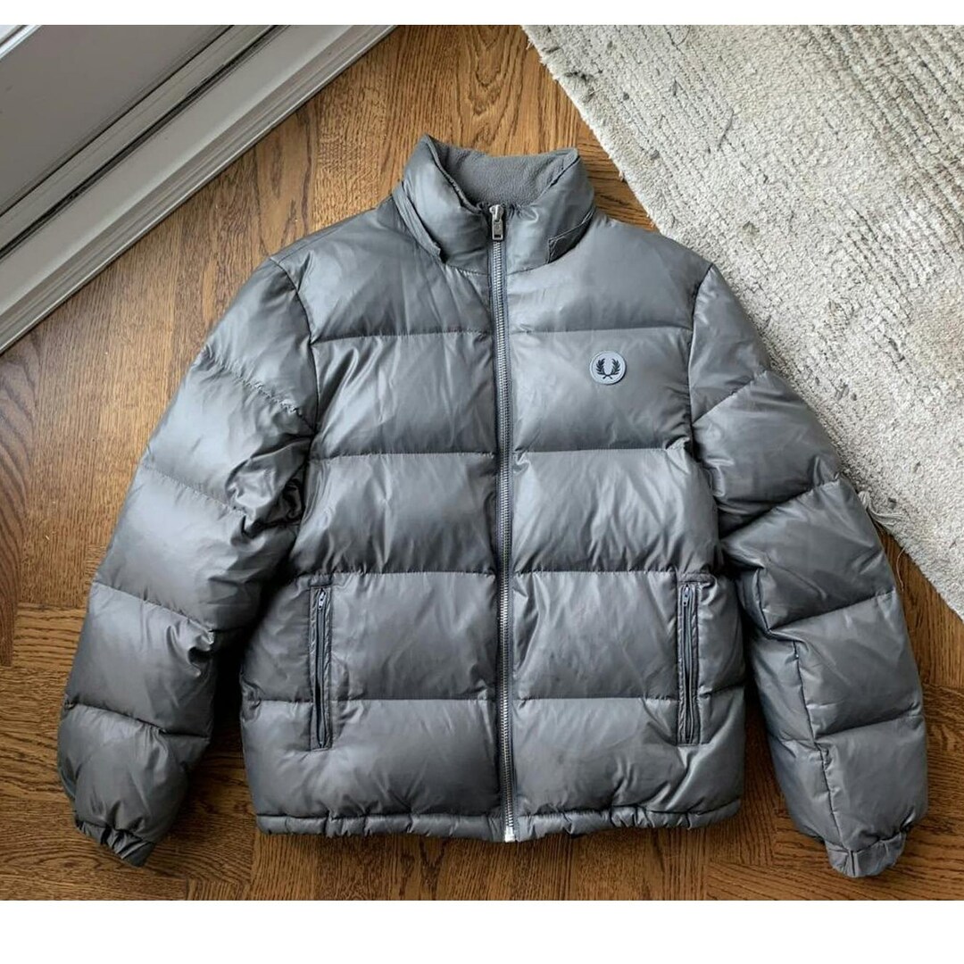 Fred Perry Down Puffer Jacket Vintage Feather Winter Coat Mens