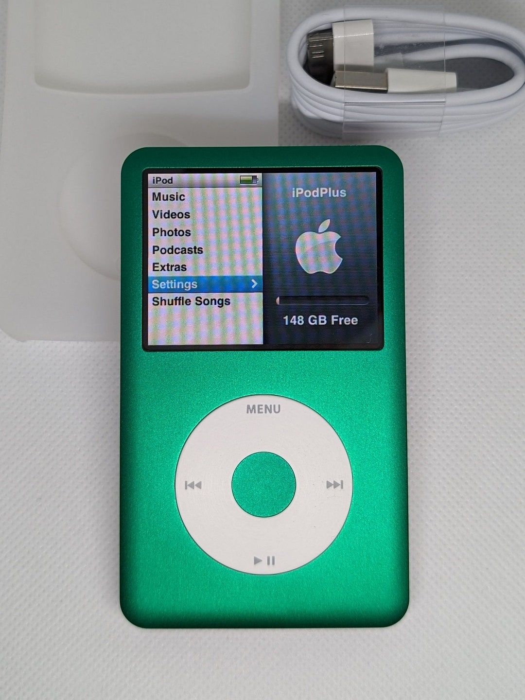Apple iPod Classic - 第 7/6 世代、グリーン+ホワイト (3000 mAh