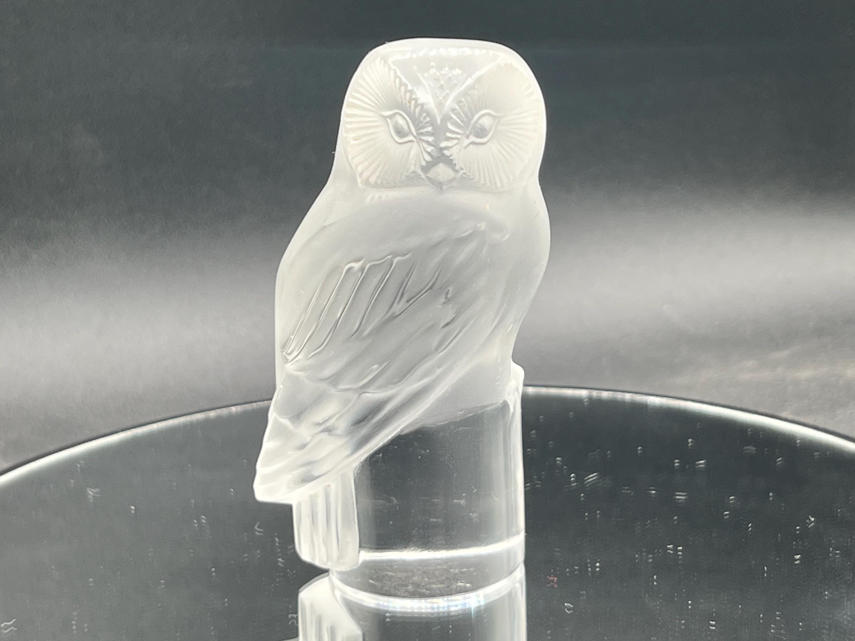 Lalique 'shivers' Crystal Chouette Owl Signed Paper Weight, Made