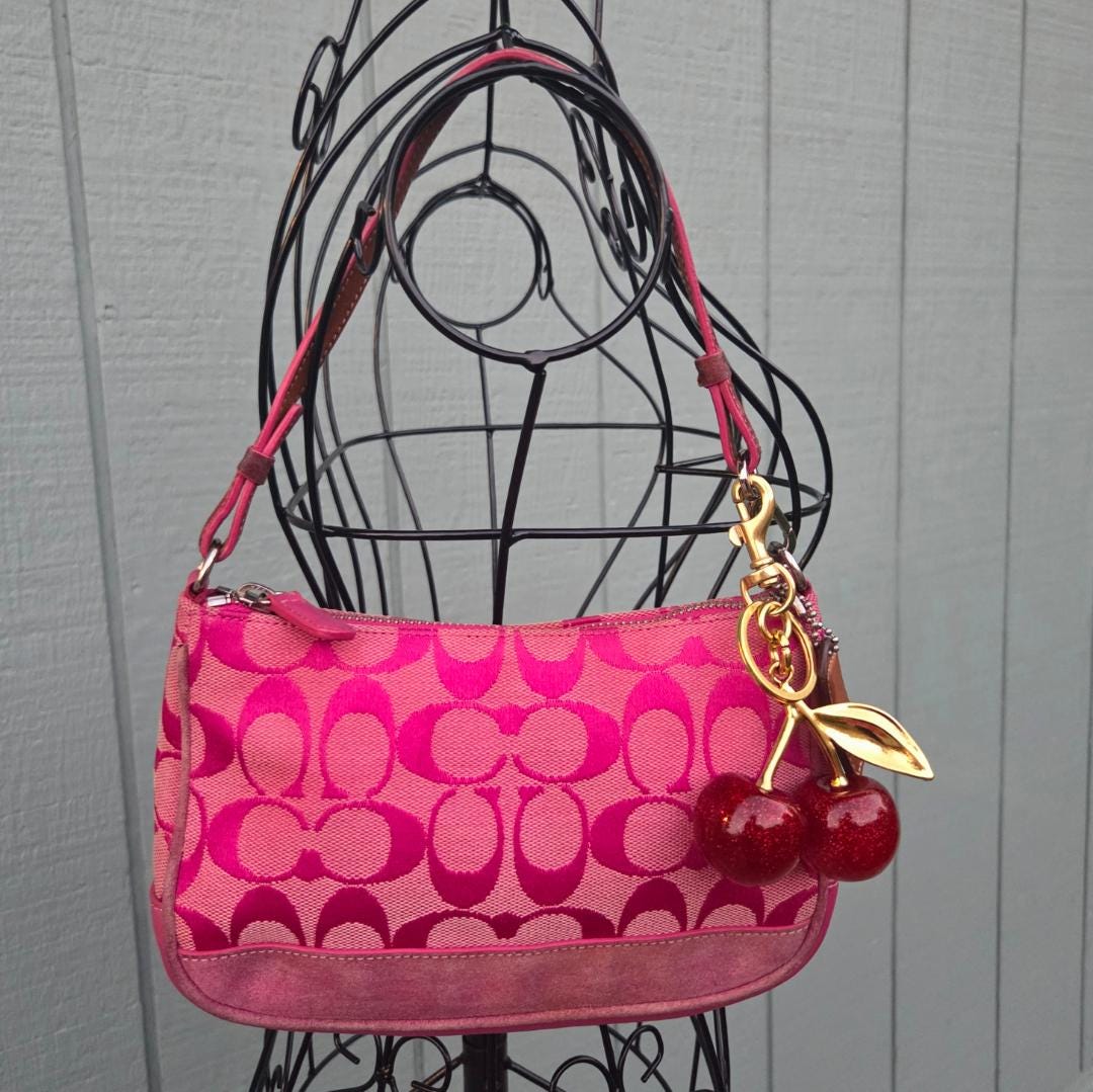 Coach Y2K Signature Hot Pink Demi Canvas and Suede Vintage