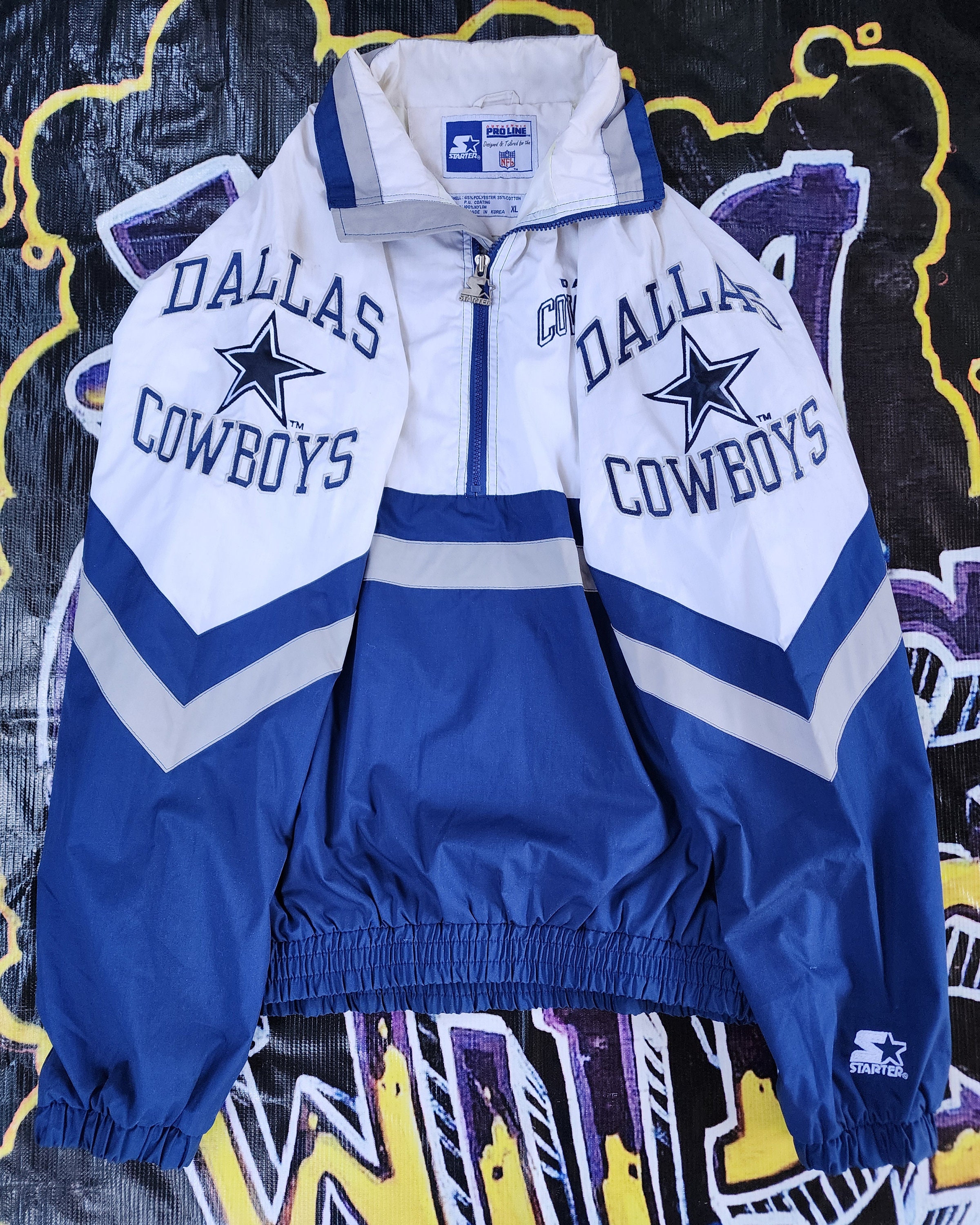 Vintage 1990s Dallas Cowboys Starter 1/2 Zip Pullover Light Jacket