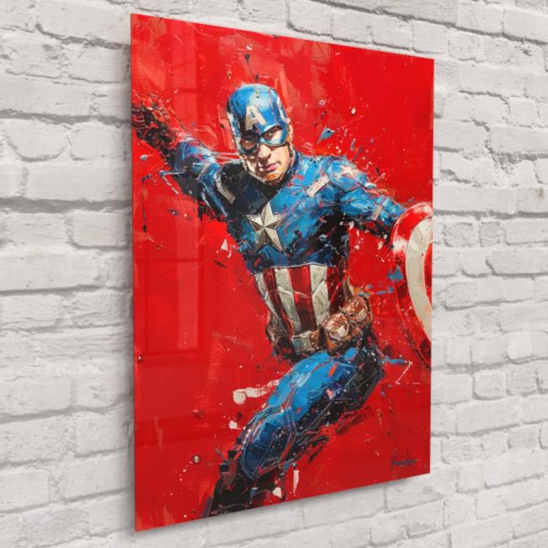 Captain America Pop Art Print – Vintage Superhero Wall Art, Marvel