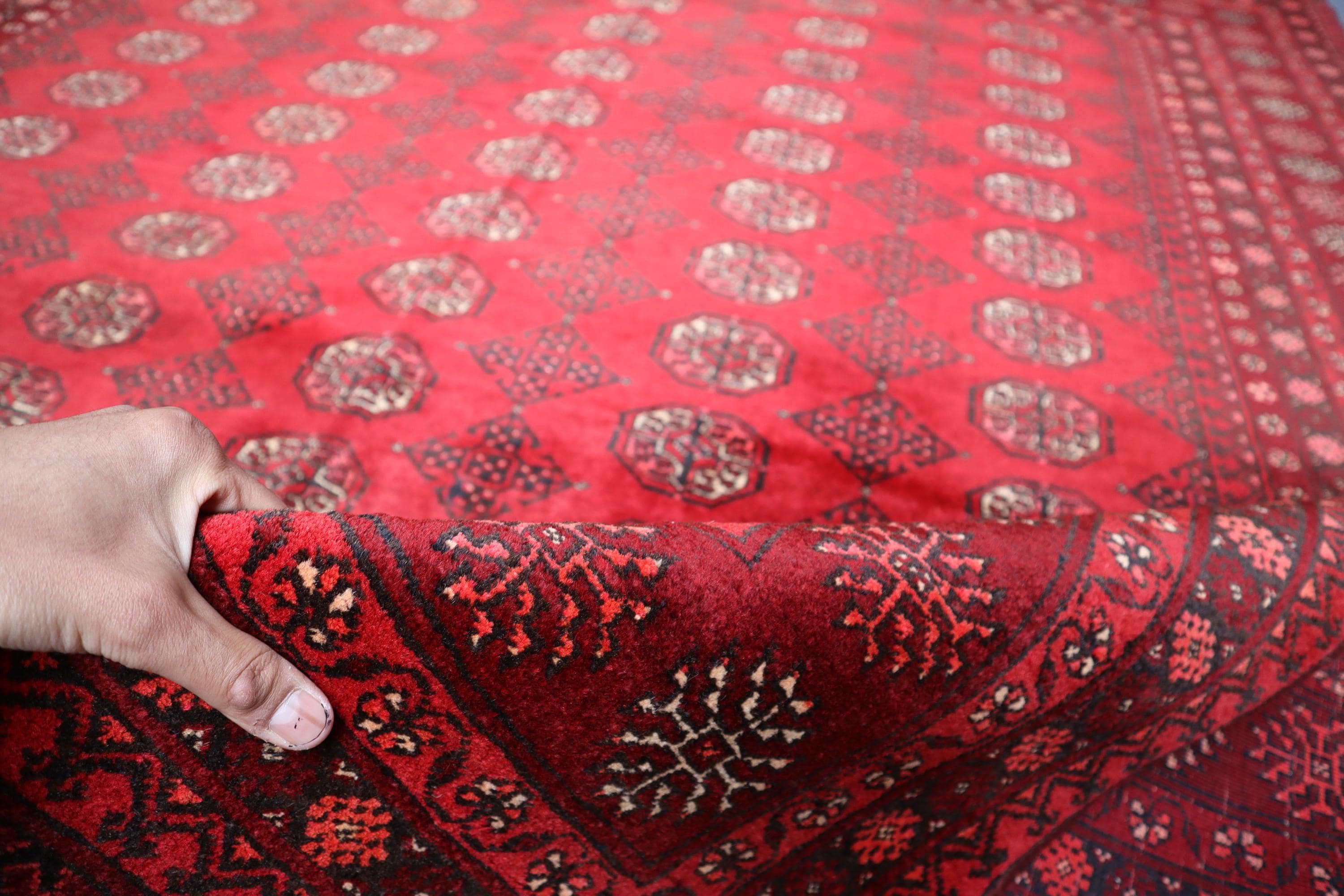 アンティークラグ トルクメン族 エルサリ（189×135cm）赤 黒 茶 楽天