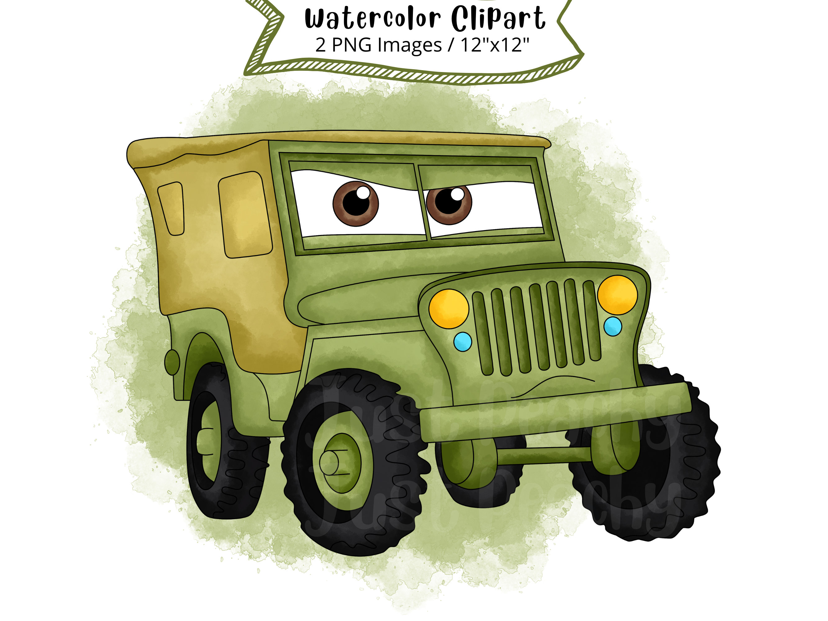 サージ・カーズ映画水彩画クリップアート：漫画PNG（即時ダウンロード