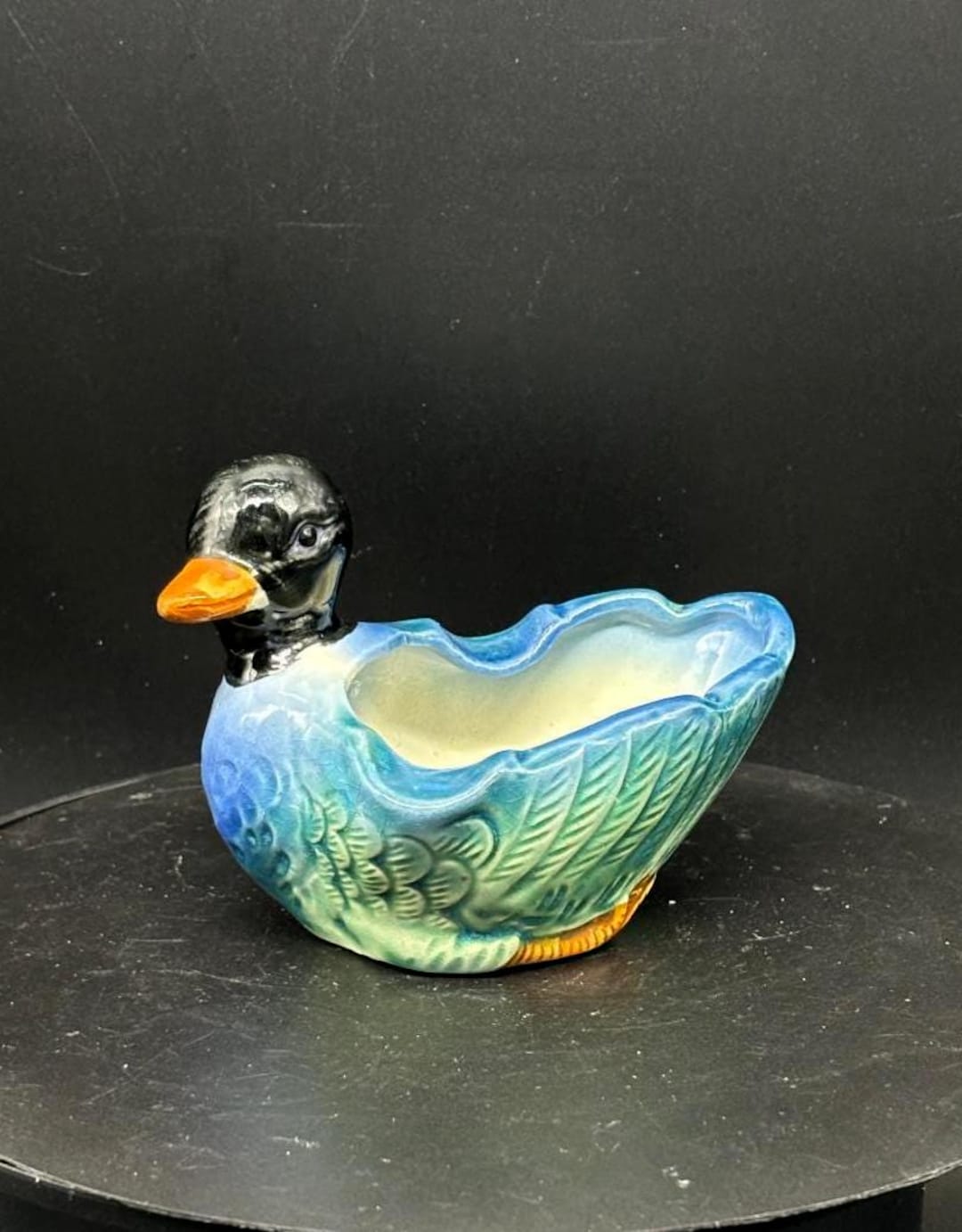 Vintage 1940's Occupied Japan Ceramic Duck Figurine Ashtray