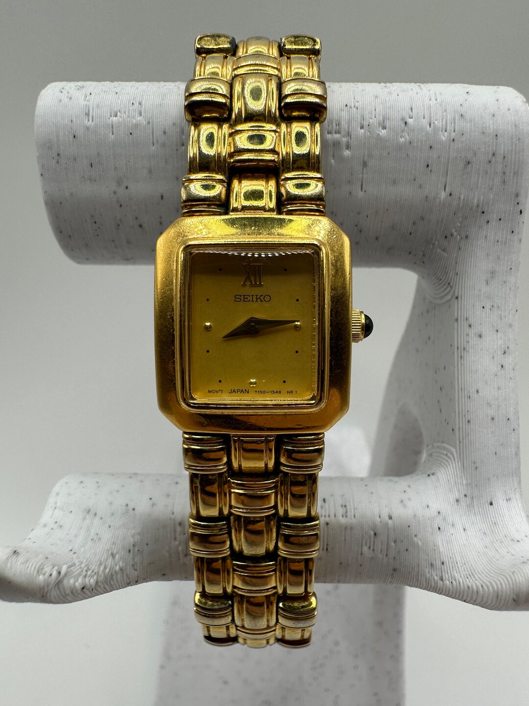 Vintage Seiko Y150 5p20 Ladies Battery Gold Tone Square Tank Watch