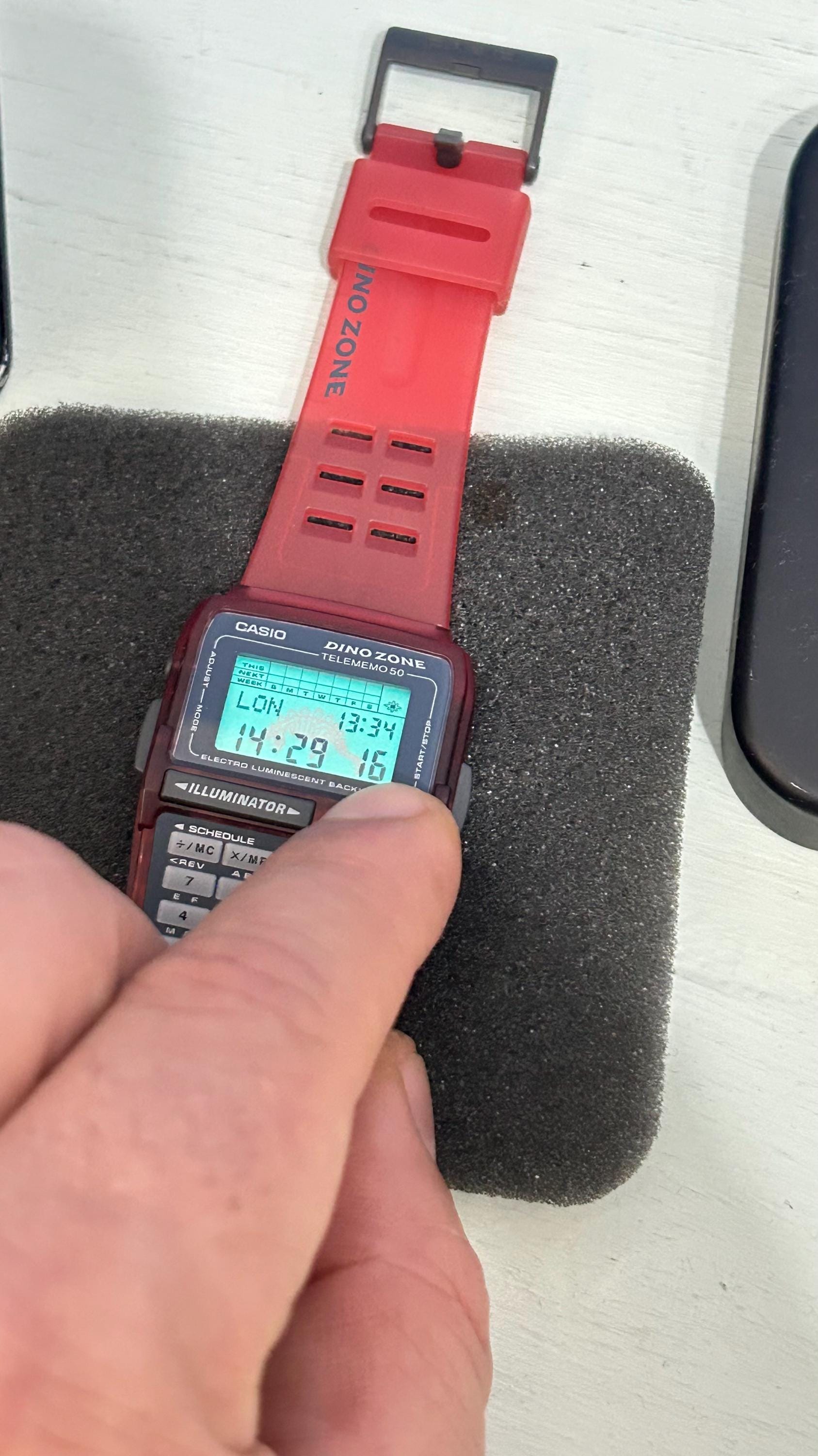 RARE RED Vintage Casio DBC-63 Dino Zone 1990s Databank Calculator
