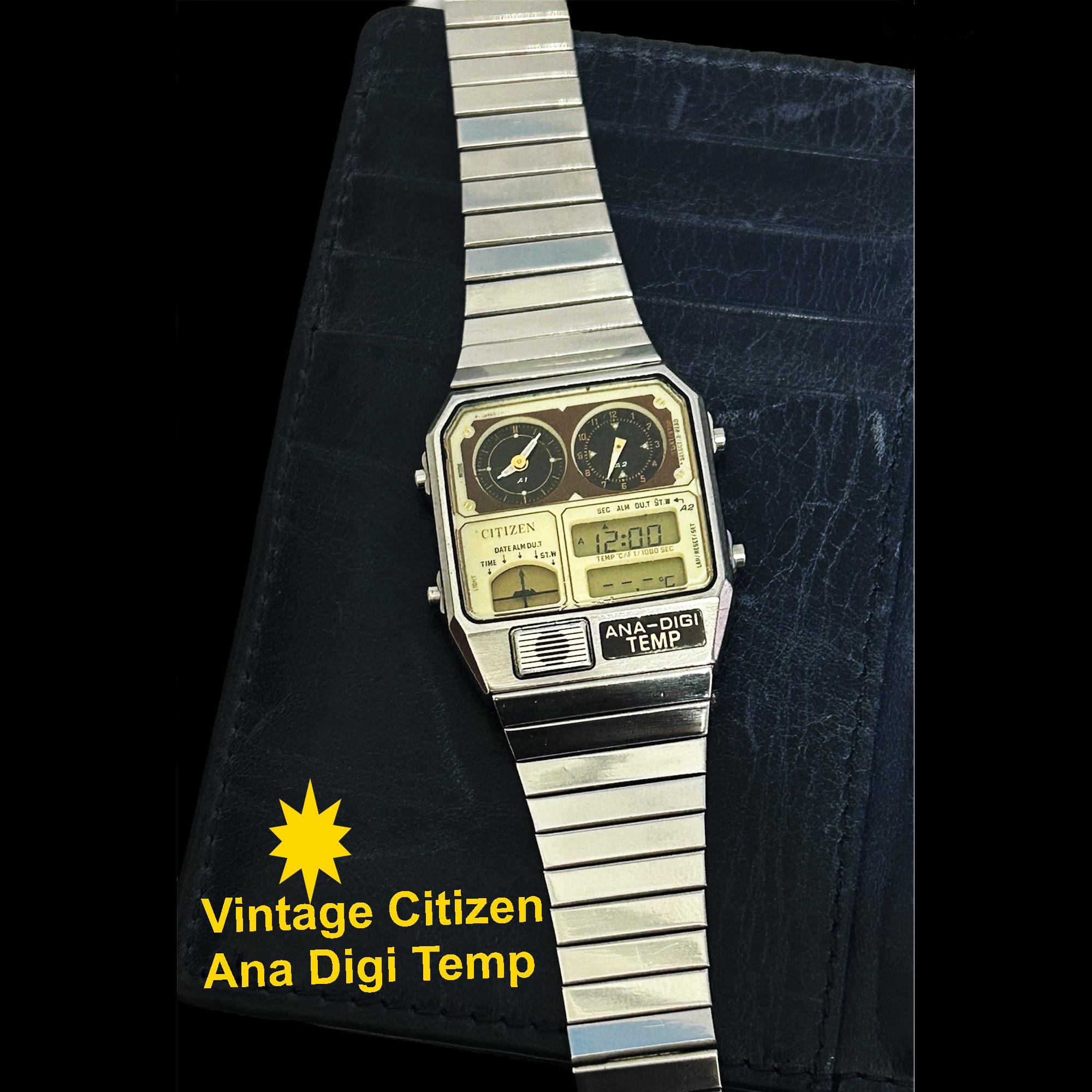RARE Vintage CITIZEN Ana-digi Temp Silver Color 8984-086333Y Wrist
