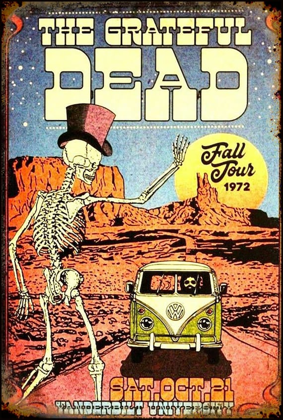 Grateful Dead 1972 Fall Tour Concert Poster Print on Metal Plate