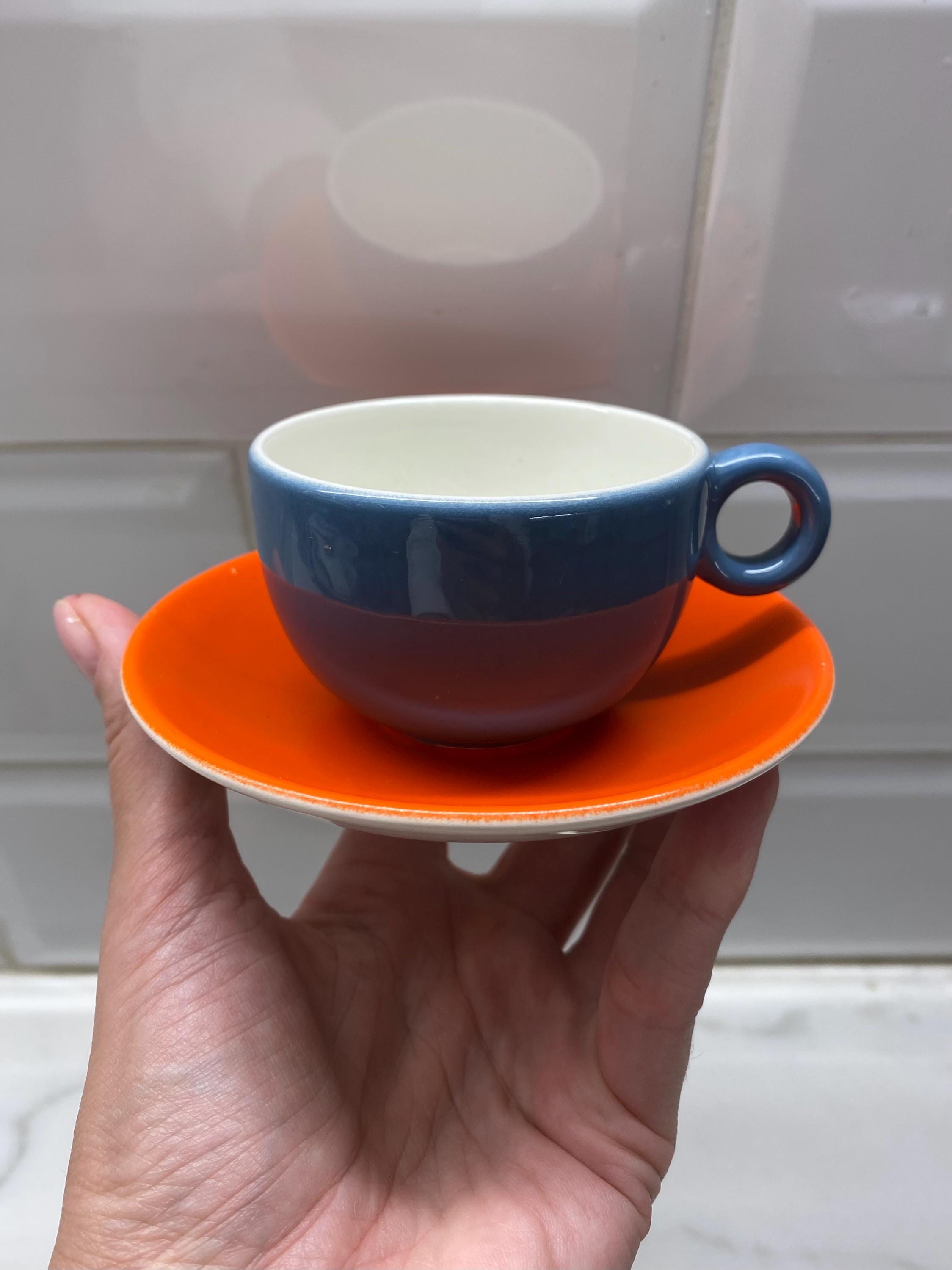 Vintage Pagnossin Ceramica Espresso X2 Cups + Saucers Set Riccardo