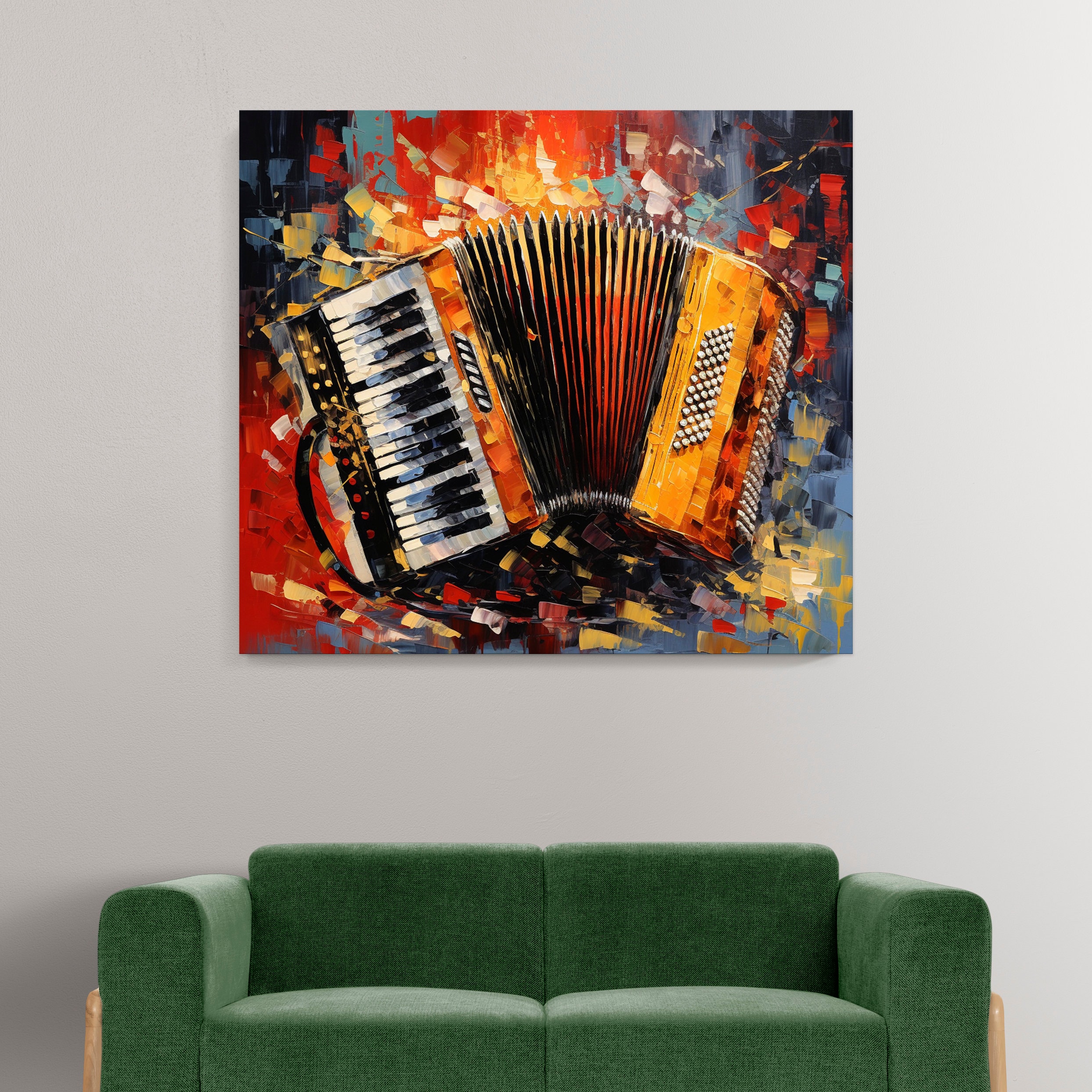 Accordion Music Colourful Painting Style Canvas Print Wall Art