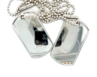 Vintage Gucci Dog Tag Sterling Silver Pendant - Etsy UK