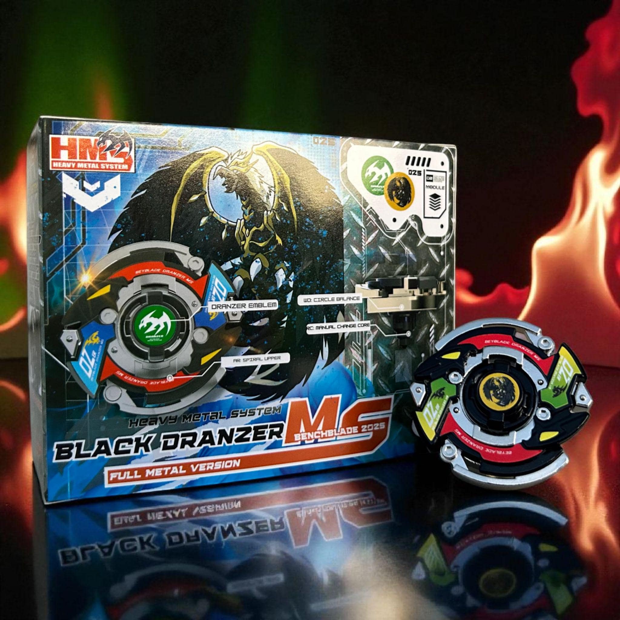 Full Metal Beyblade Black Dranzer MS - HMS Repro (zinc+nickel