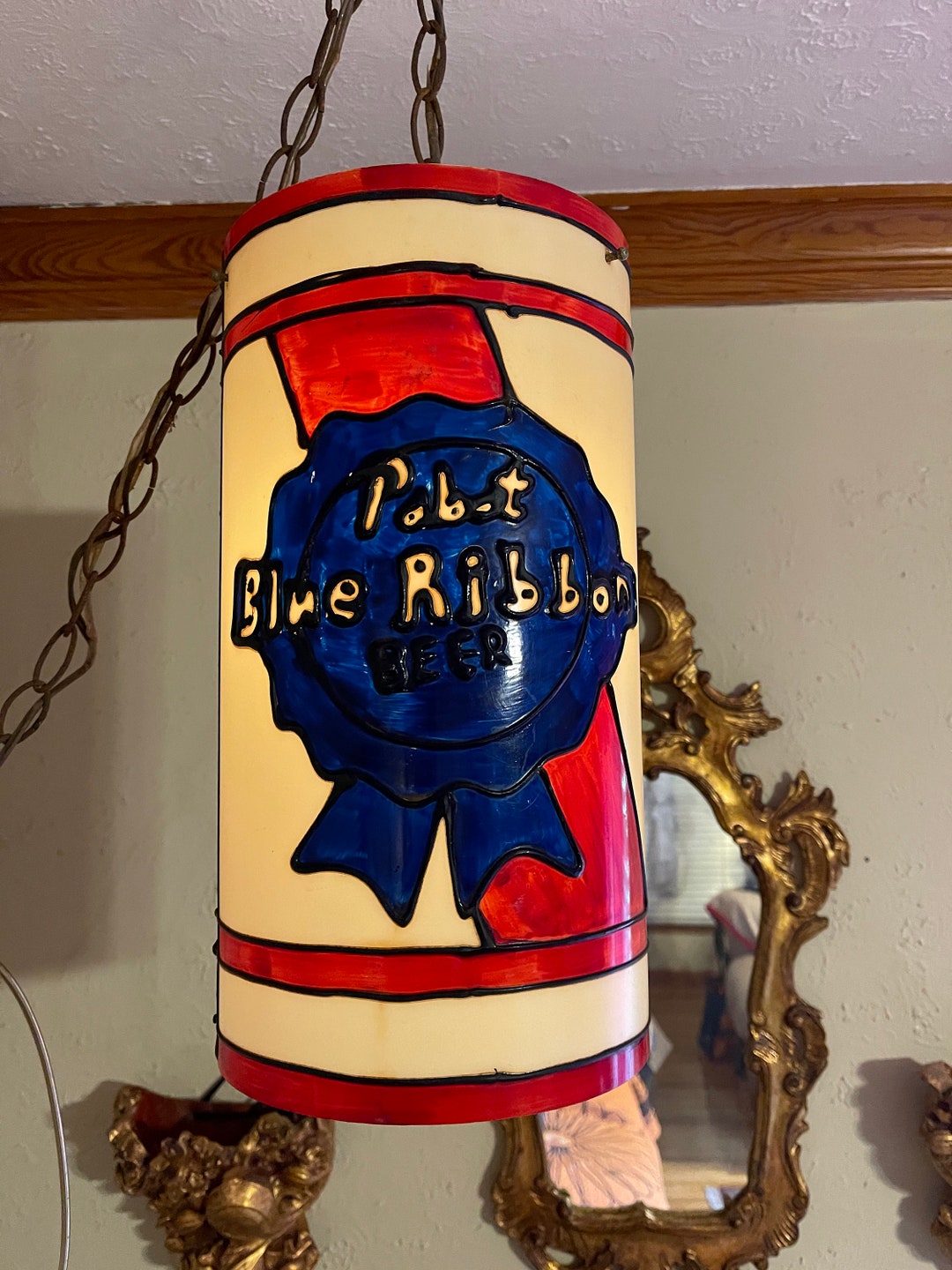 Vintage Pabst Blue Ribbon Hanging Lamp - Etsy