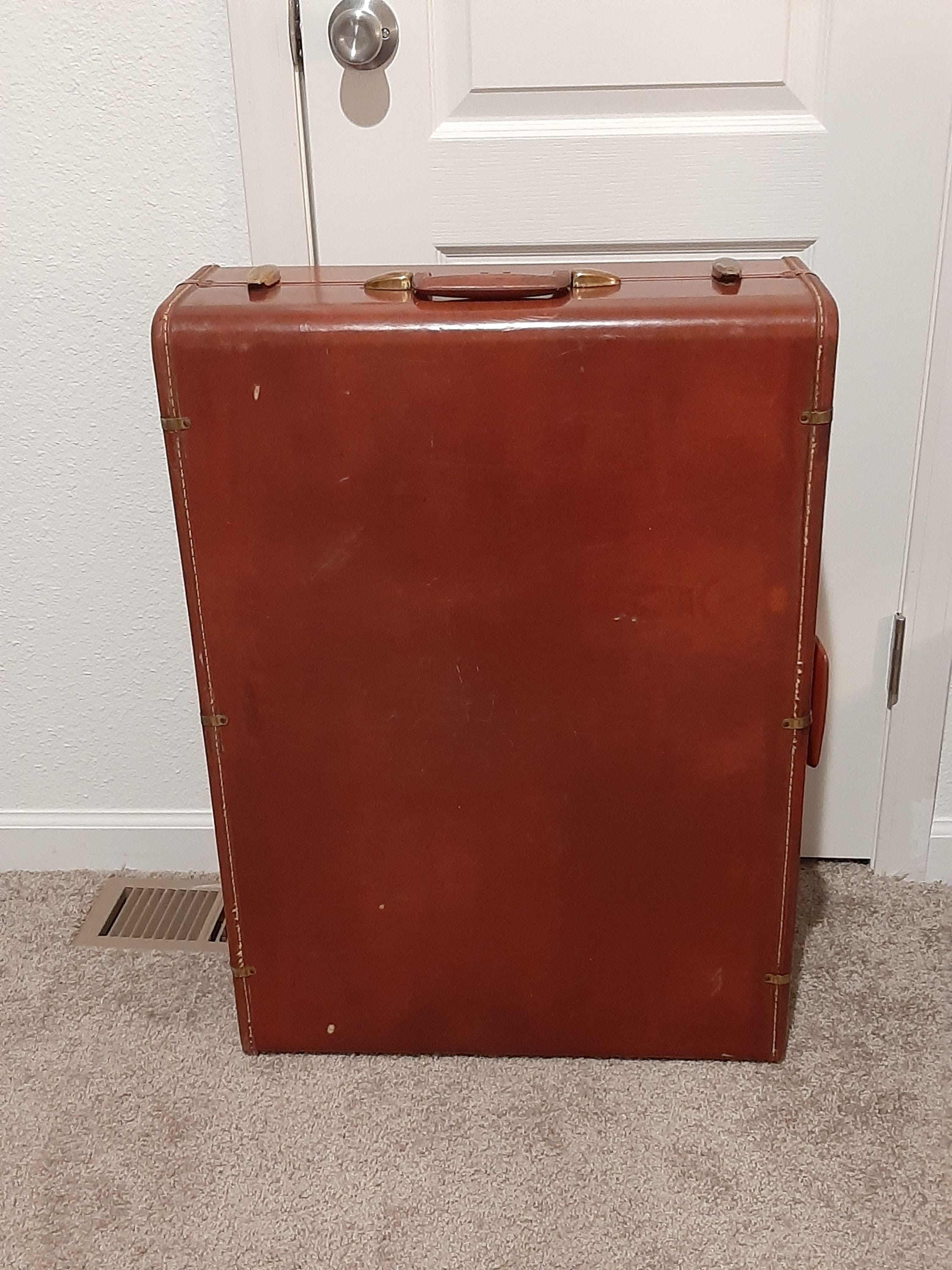 1940s-50s Extra Large Samsonite Chestnut Brown Suitcase Trunk 29