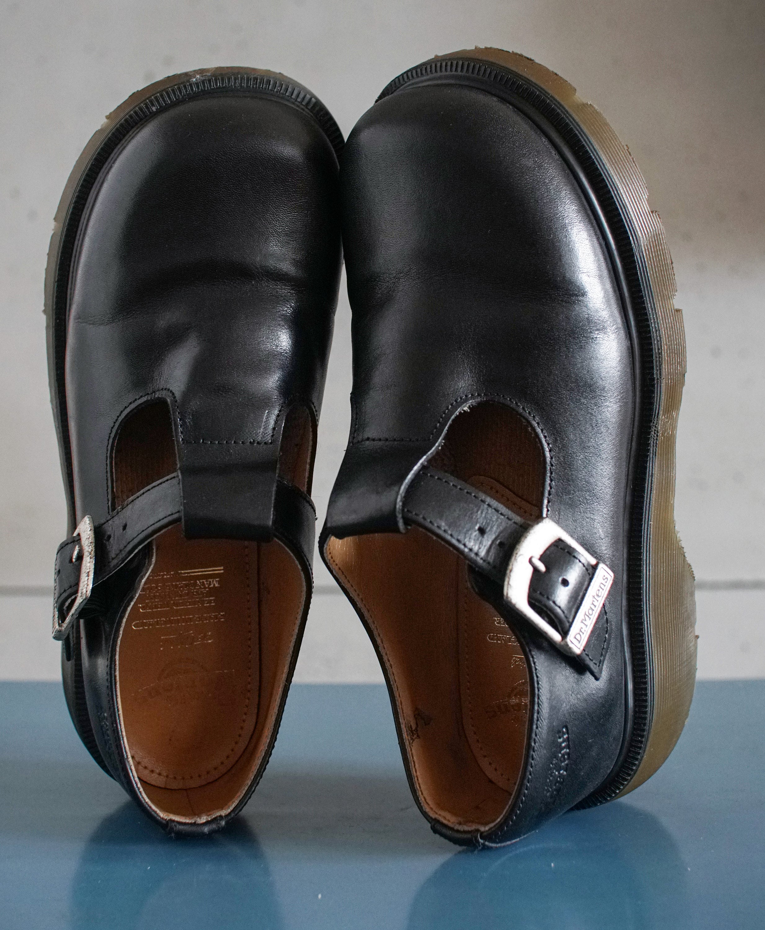 EUR38 US7.5 Made in England Dr Martens Black T-strap Mary Janes