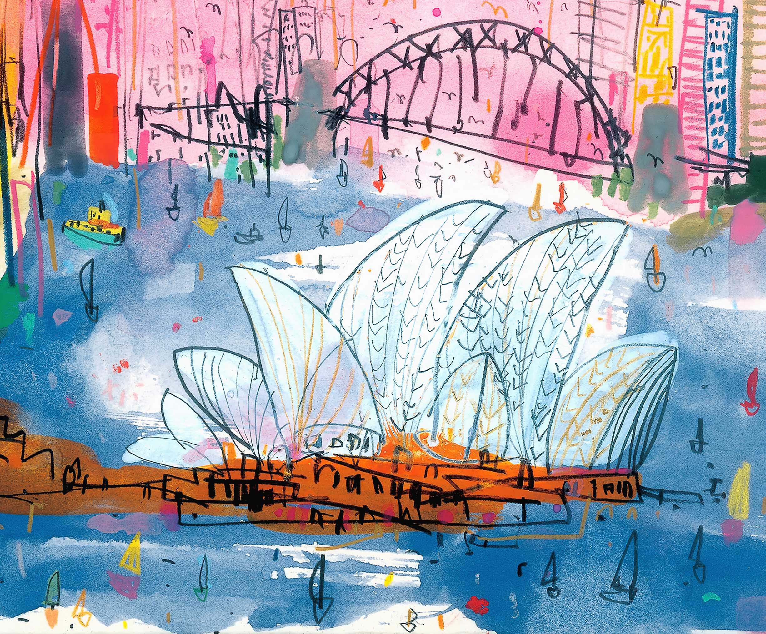 シドニー港（オーストラリア）11x14インチのプリント、オペラハウス