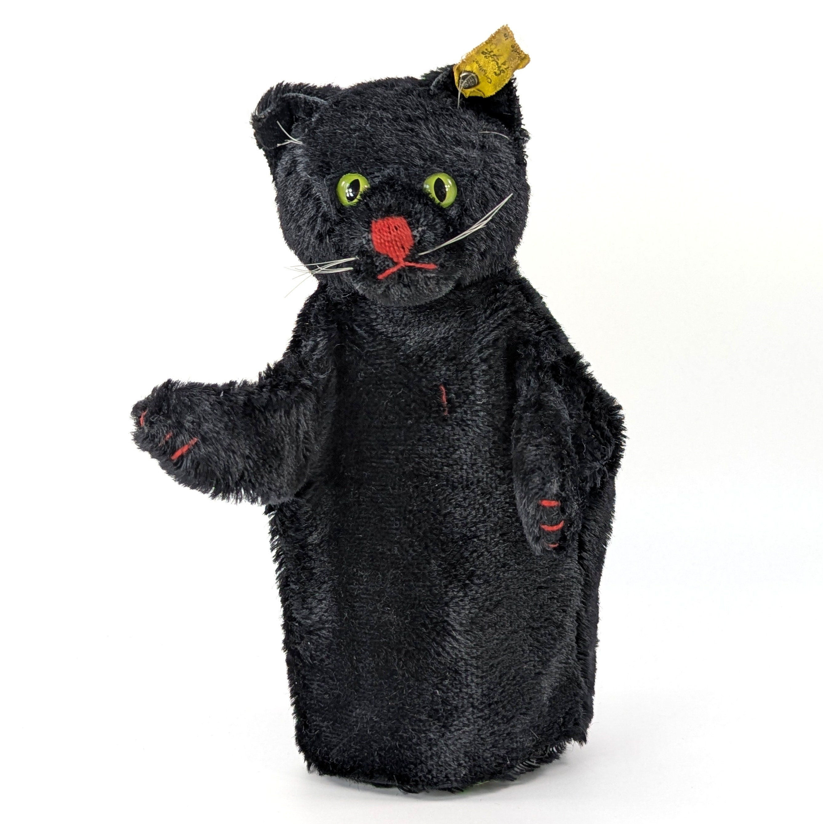 Steiff Black Tom Cat Hand Puppet With Ids Vintage 1965 to 1967