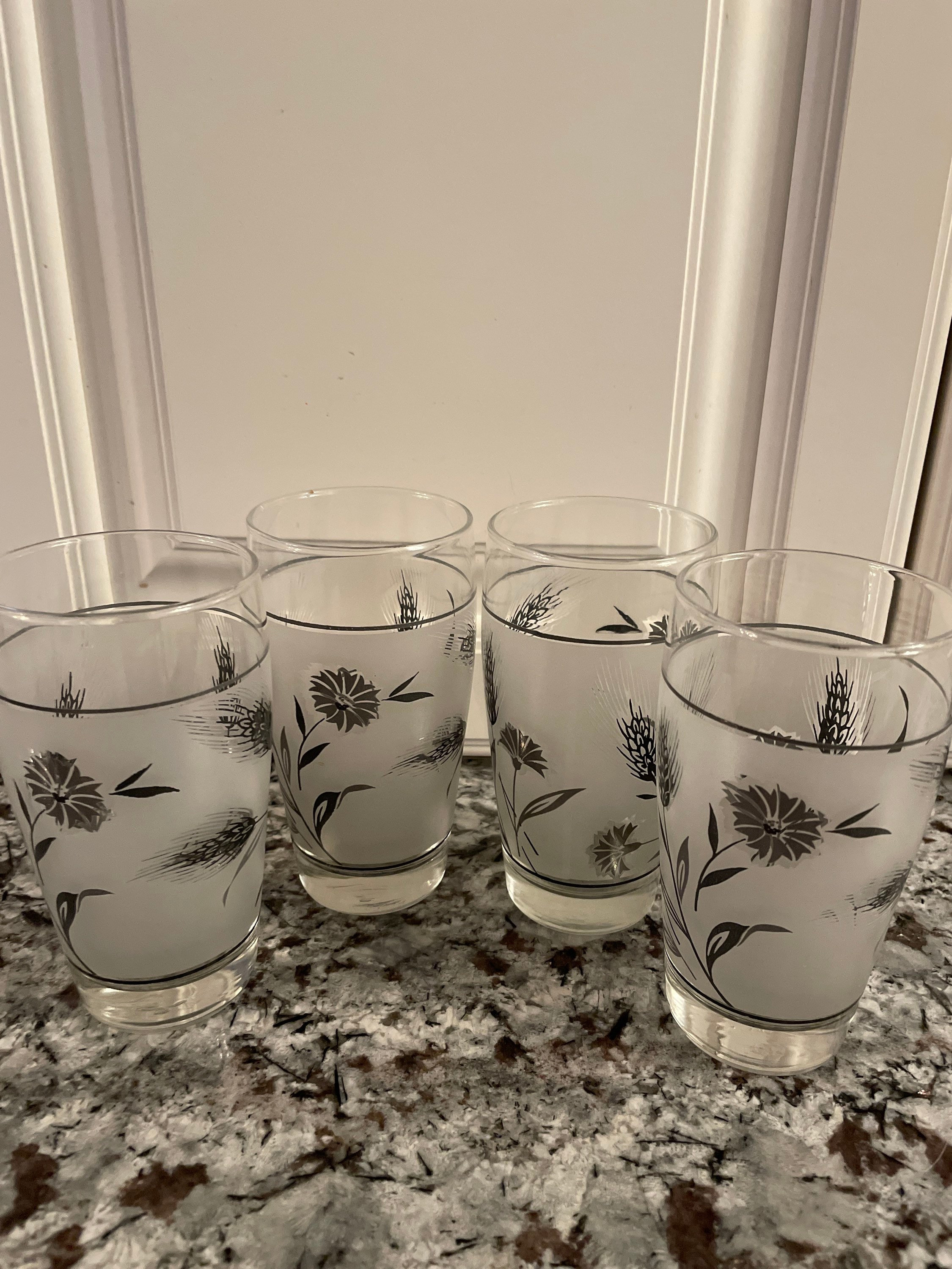 Libbey Vintage Set of 4 Wheat and Thistle Iced Tea Glasses