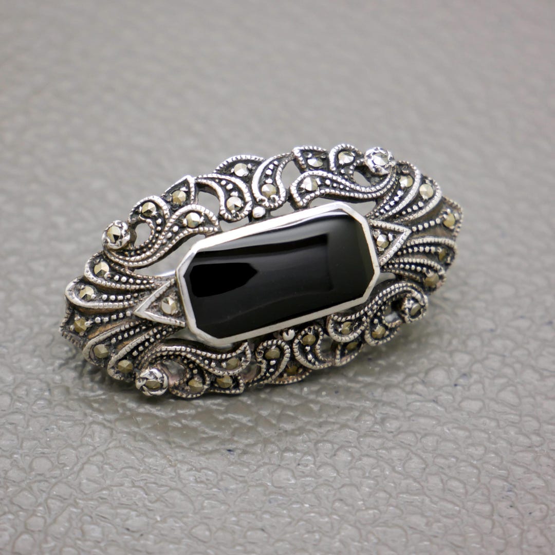 ヴィンテージ アールデコ スターリングシルバー ブローチ：マーカ