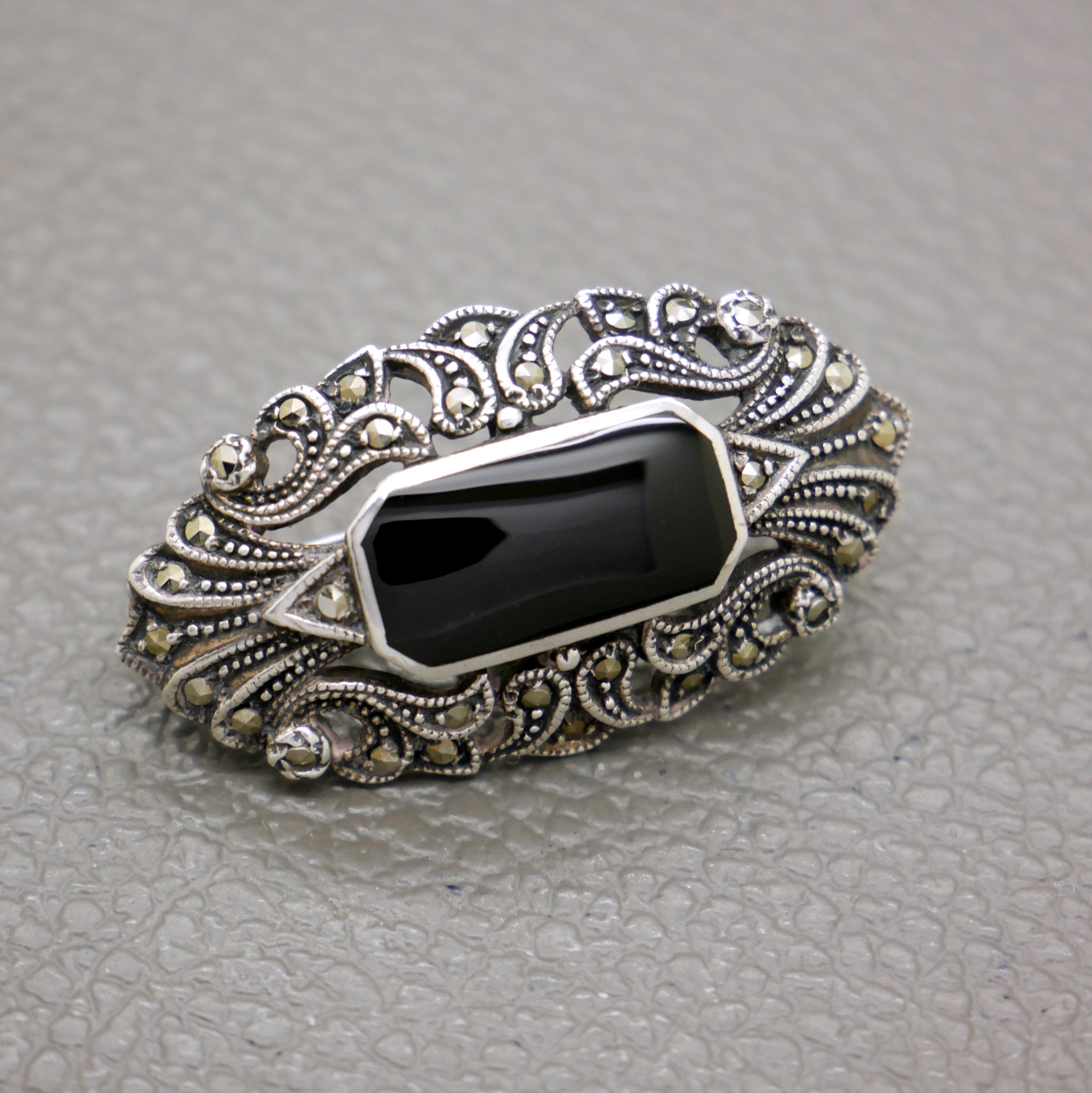 ヴィンテージ アールデコ スターリングシルバー ブローチ：マーカ