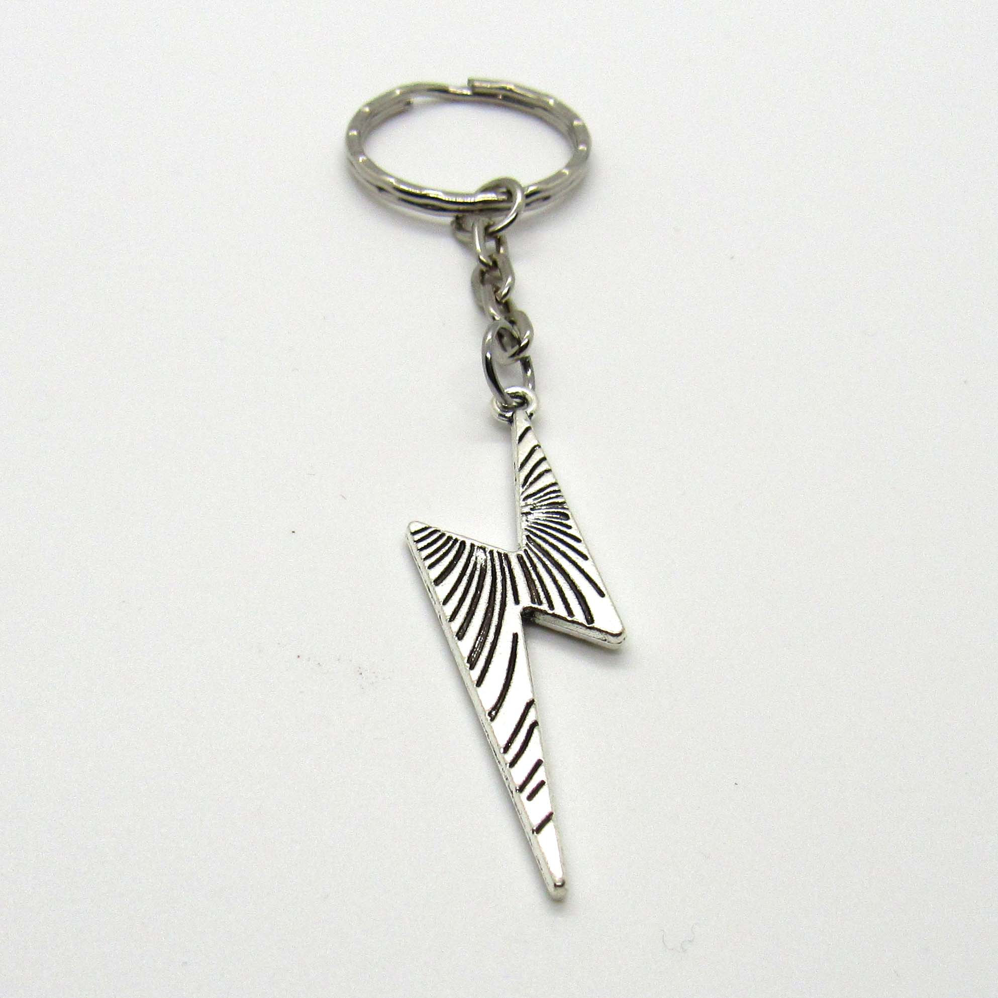 Lightning Bolt Pendant Key Ring, Bolt Charm Key Chain, Thunder