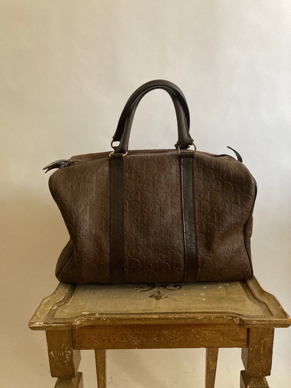 1980s Christian Dior Leather Embossed Diorissimo Pattern Trotter