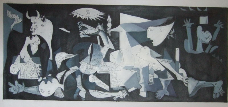 パブロ・ピカソ、ゲルニカ 1937年、リネンキャンバスの油絵複製