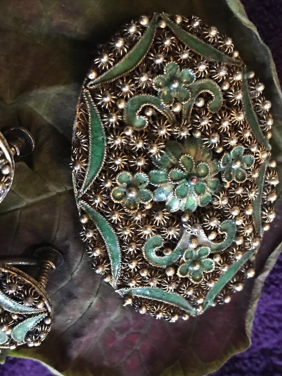 中国アンティークブローチジュエリー 獅子ヴィンテージ 中国