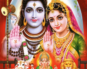 シヴァの祝福…ヴィンテージスタイルのインドのヒンドゥー教の信仰の