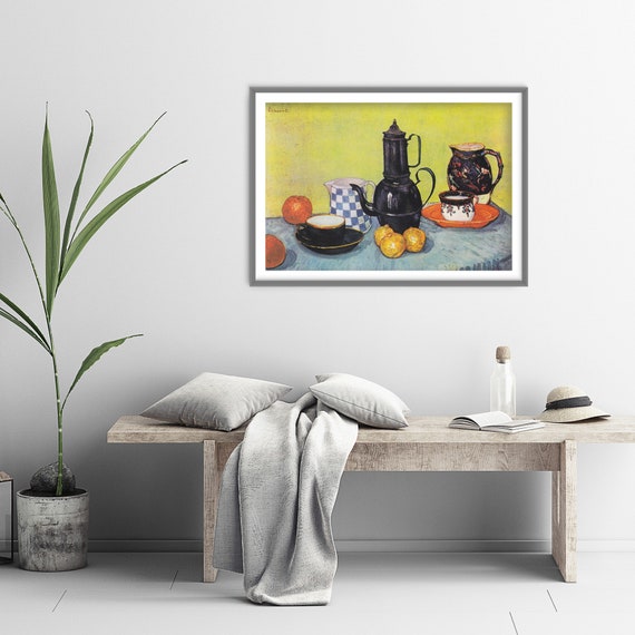 フィンセント・ファン・ゴッホ - コーヒーポットと食器と果物のある