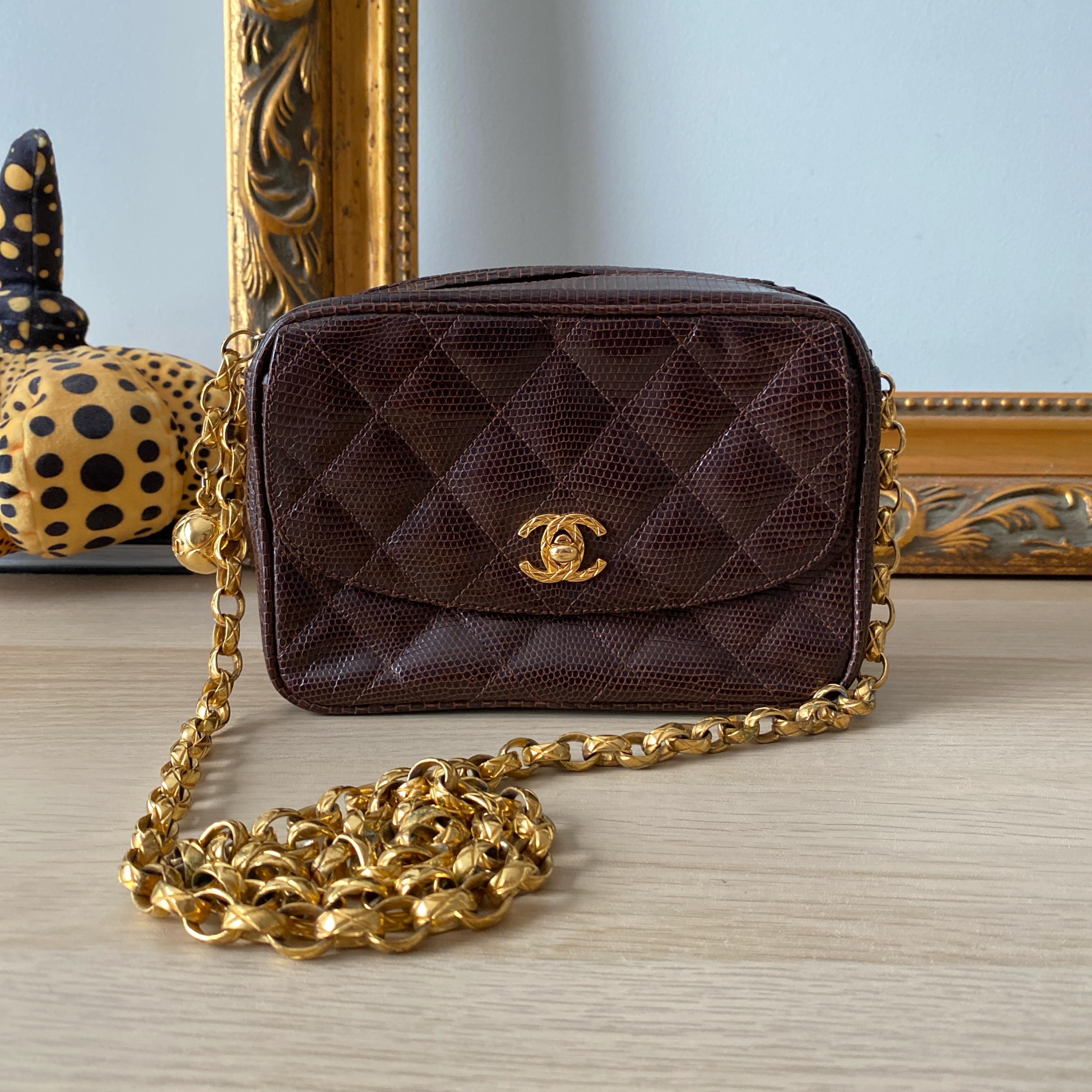 SALE!! From 2645 - CHANEL CC Vintage Brown Lizard Leather Mini