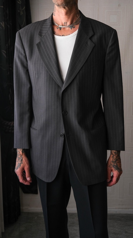 Vintage 90s GIORGIO ARMANI Le Collezioni Charcoal & Copper Stripe