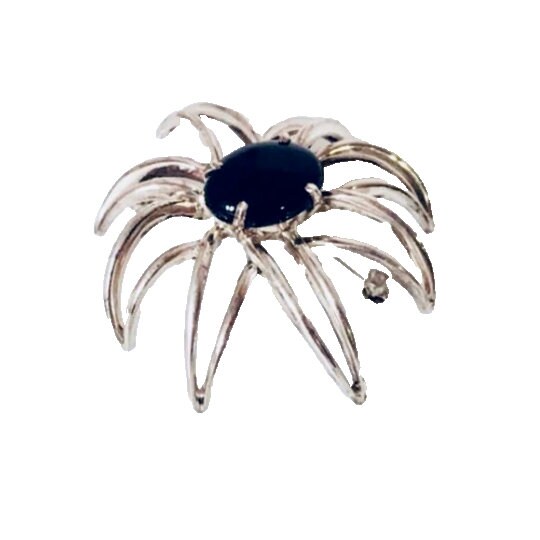 Tiffany & Co. Large Black Onyx Fireworks Brooch 925 Sterling